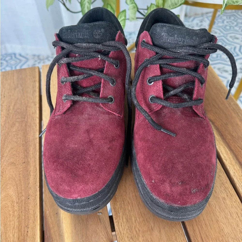 Timberland Suede Oxford Shoes Burgundy Maroon Lace Up Casual Comfort Men’s 10